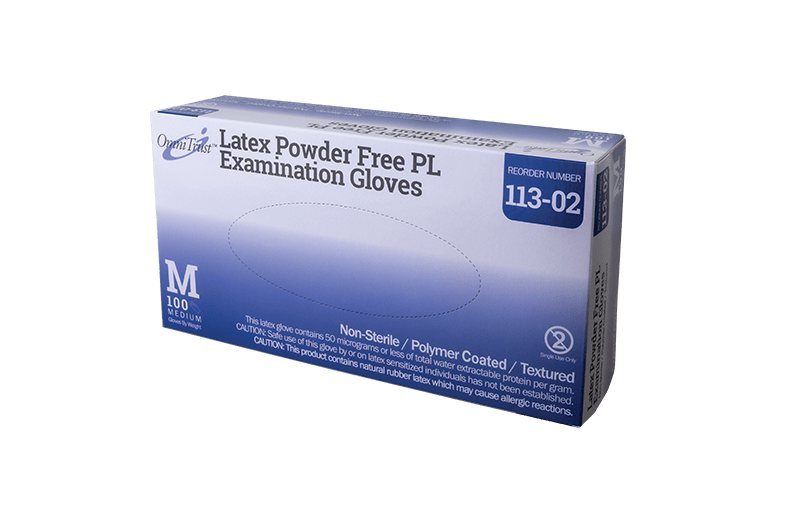 OmniTrust #113 Series Latex Powder Free PL Examination Glove, M