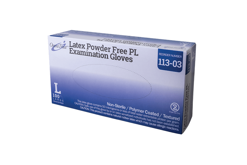 OmniTrust #113 Series Latex Powder Free PL Examination Glove, L